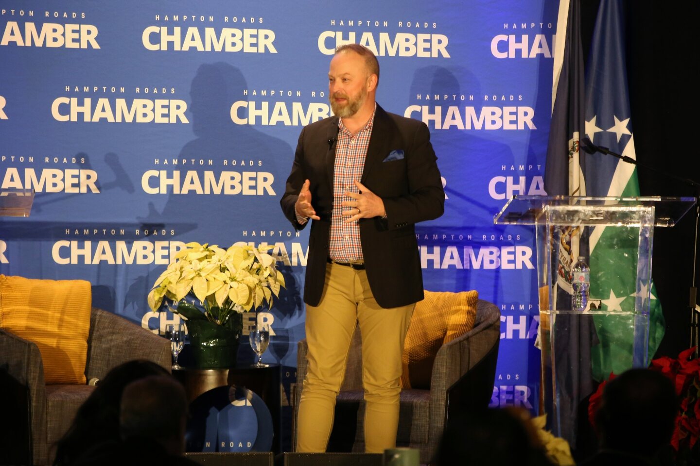Michael Bach on stage at the Hampton Roads Chamber